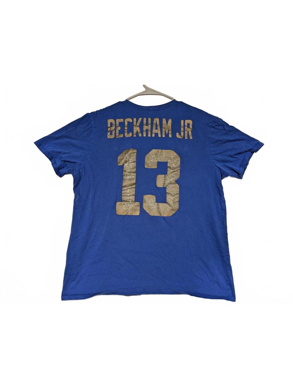 Nike New York Giants Beckham Jr 13 Blue NFL Graphic Short Sleeve T-Shirt Men XL